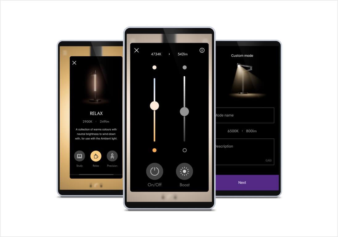 App features available for the Dyson Lightcycle Morph™ light